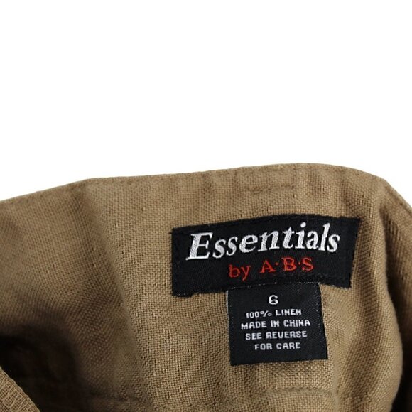 Light Brown Linen Capri Pants Size 6 Belted Multi Button Essentials by A.B.S. - Picture 2 of 3
